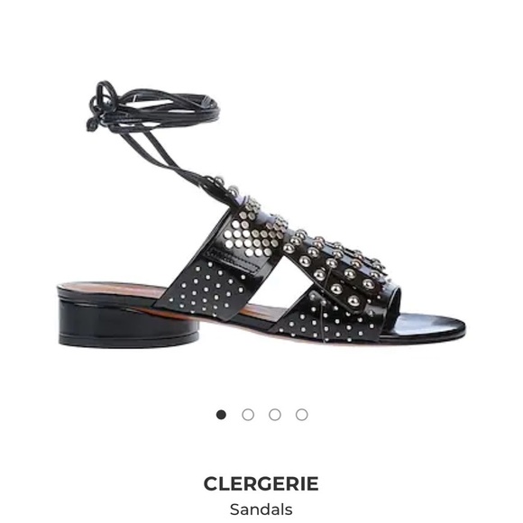 Clergerie Black Studded Slip-on worn at flat W7.5 - Picture 3 of 8